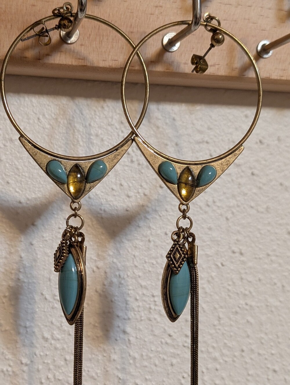 Free People Dangle Earrings With Imitation Turquoise - Picture 3 of 6